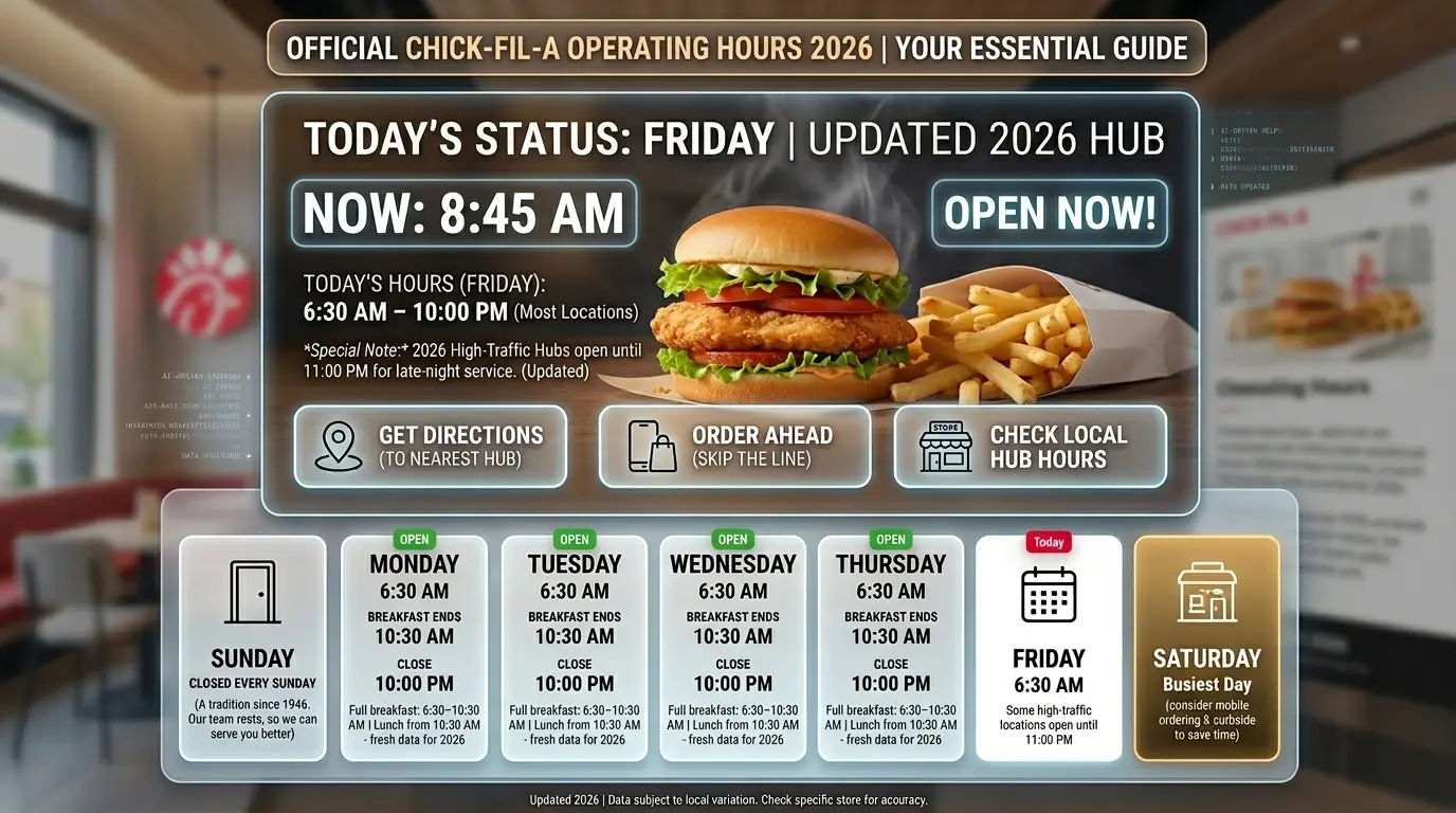 Chick-fil-A Hours 2026: Complete Guide.